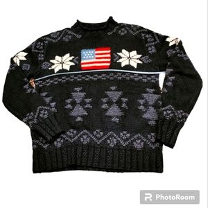 Ralph Lauren Vintage Rare Crewneck AMERICAN FLAG Polo Sport Sweater